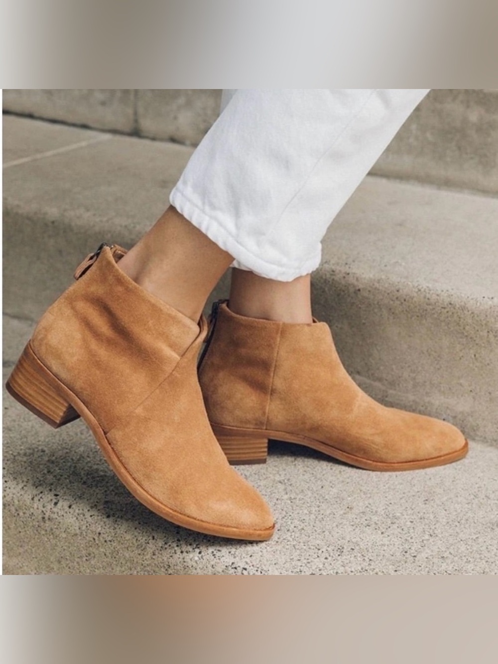 Soludos Venetian Tan Suede Ankle Boots, Size 7